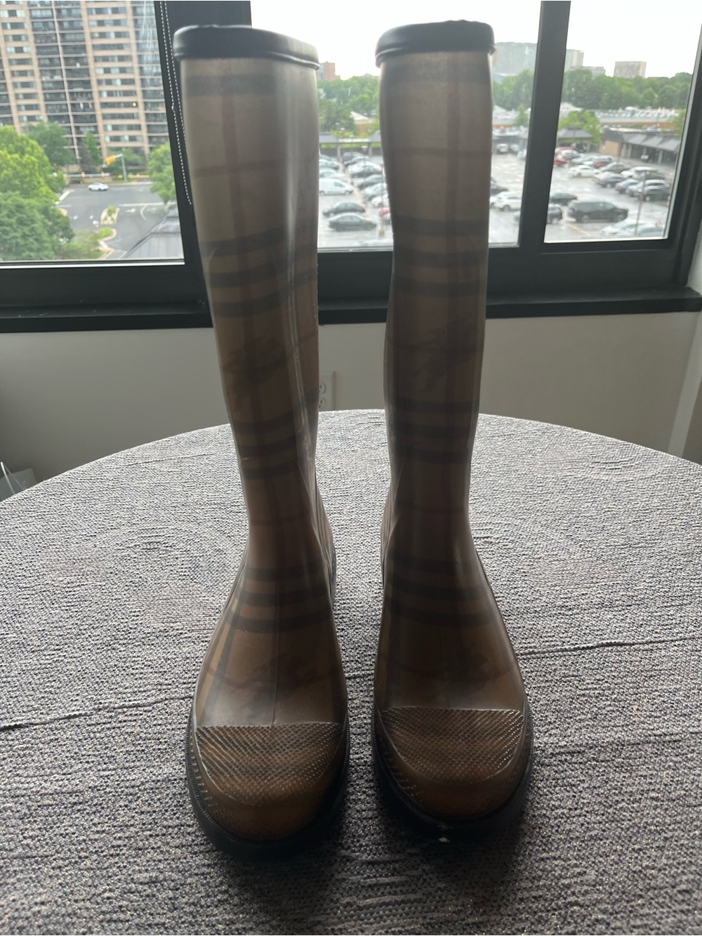 Classic Plaid Women's Tall Rain Boots - Brown